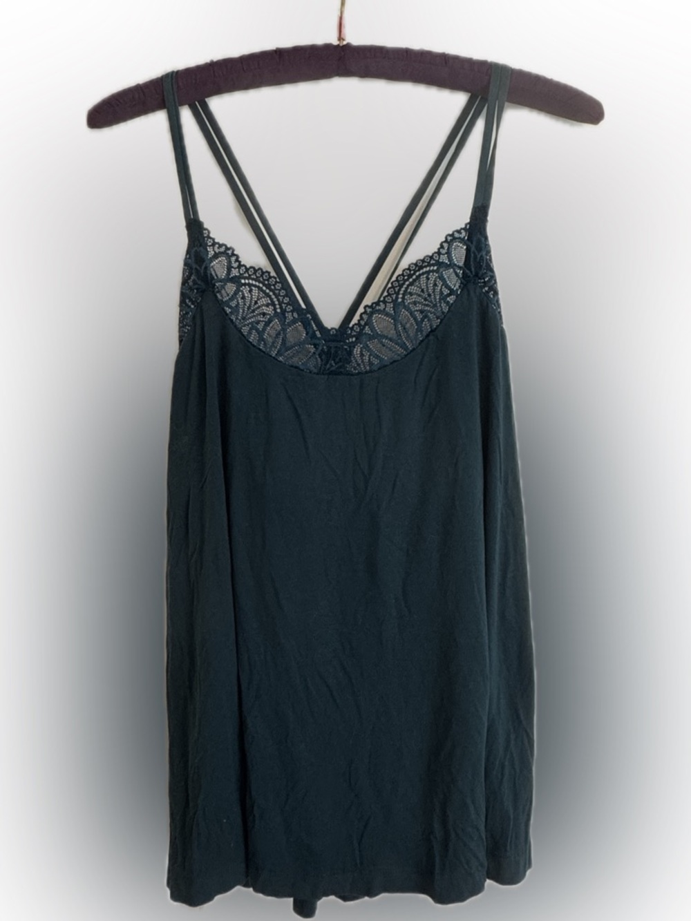 Soma Green Lace-Trim Chemise With Double Straps Sz S